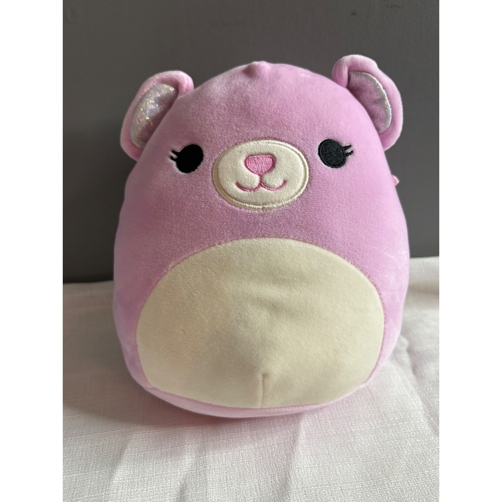 Squishmallows Kellytoy Pink Mouse Plush Silver Glitter Ears 8 Inch Lavender